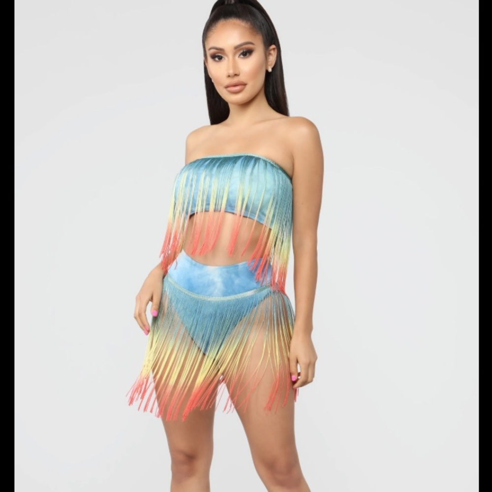 Fashion Nova Never Timid Tie Dye Set - Blue/Combo Size Small